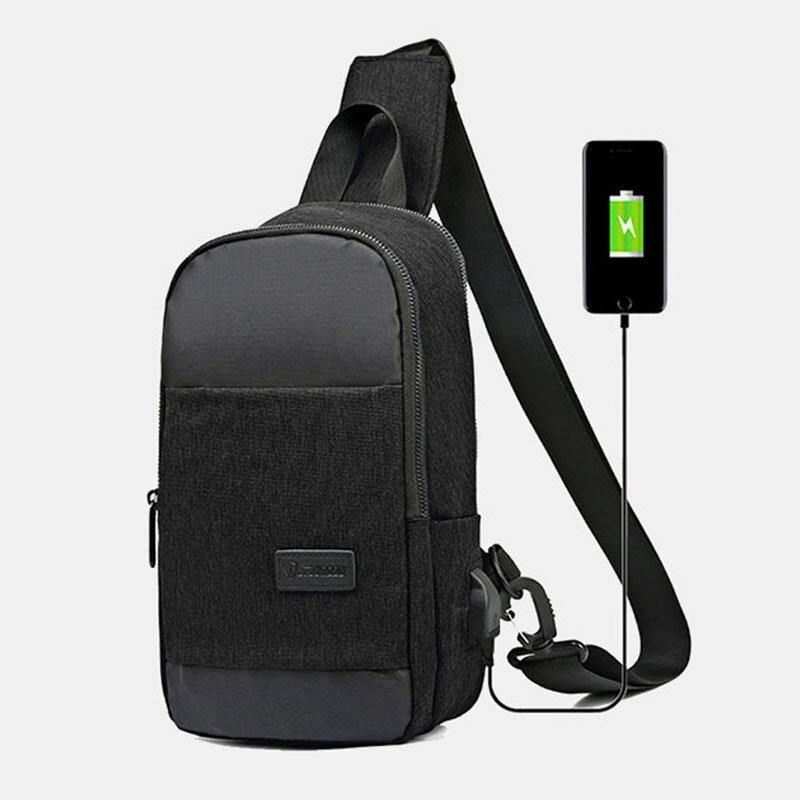 Miesten Oxford Vedenpitävä Suurikapasiteettinen Usb-Latausrintalaukku Messenger Crossbody Bag