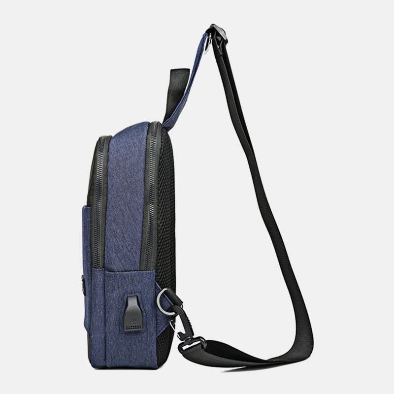 Miesten Oxford Vedenpitävä Suurikapasiteettinen Usb-Latausrintalaukku Messenger Crossbody Bag