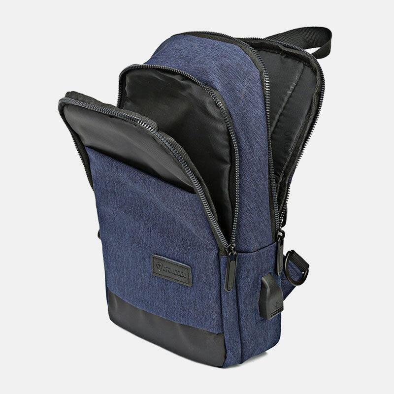 Miesten Oxford Vedenpitävä Suurikapasiteettinen Usb-Latausrintalaukku Messenger Crossbody Bag