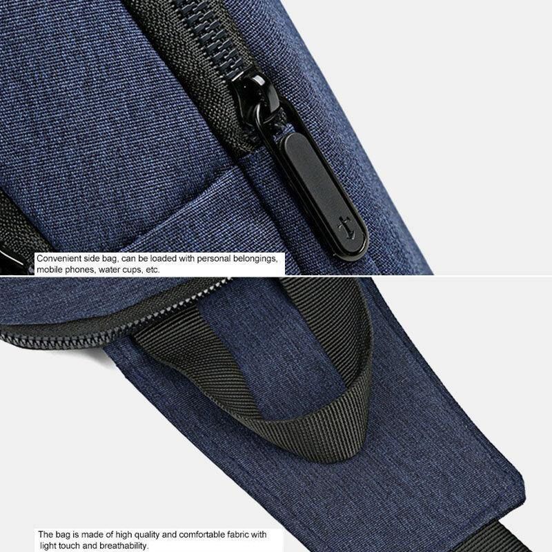 Miesten Oxford Vedenpitävä Suurikapasiteettinen Usb-Latausrintalaukku Messenger Crossbody Bag