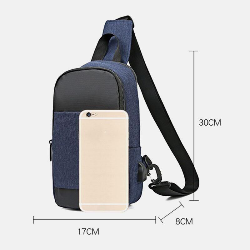 Miesten Oxford Vedenpitävä Suurikapasiteettinen Usb-Latausrintalaukku Messenger Crossbody Bag