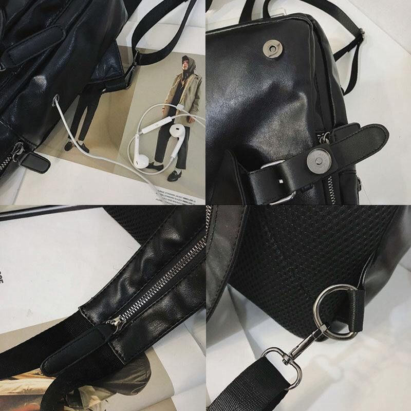 Miesten Retro-Kuulokkeiden Reikä Multi-Carry Usb-Lataus Monikerroksinen Vedenpitävä Crossbody-Laukku Rintalaukku Kantolaukku