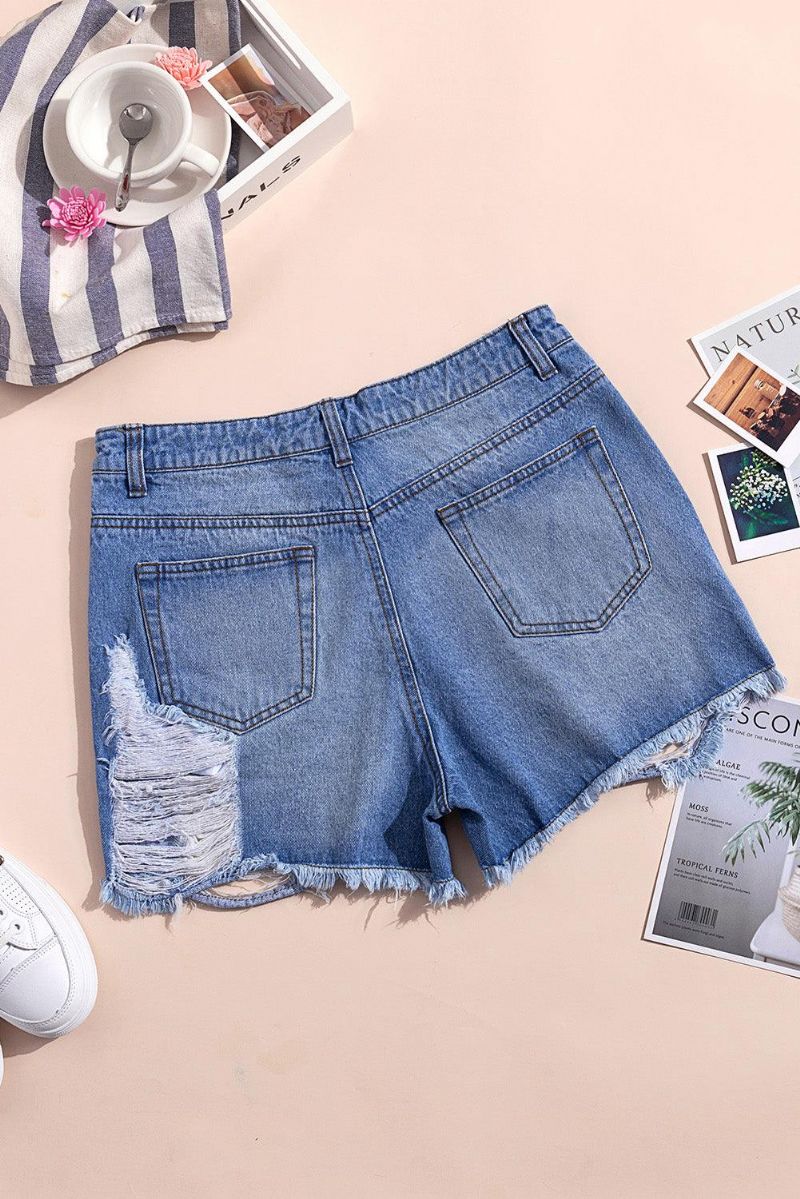 High Rise Distressed Denim Shortsit