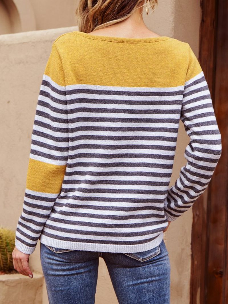 Keltainen Shift Stripes Crew Neck Pitkähihainen Villapaita