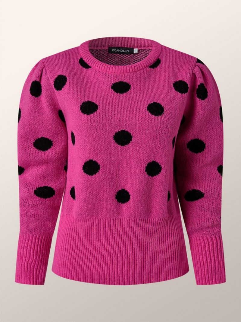 Talvi Crew Neck Regular Fit Polka Dots Polka Dots Pitkähihainen Päivittäinen Villapaita