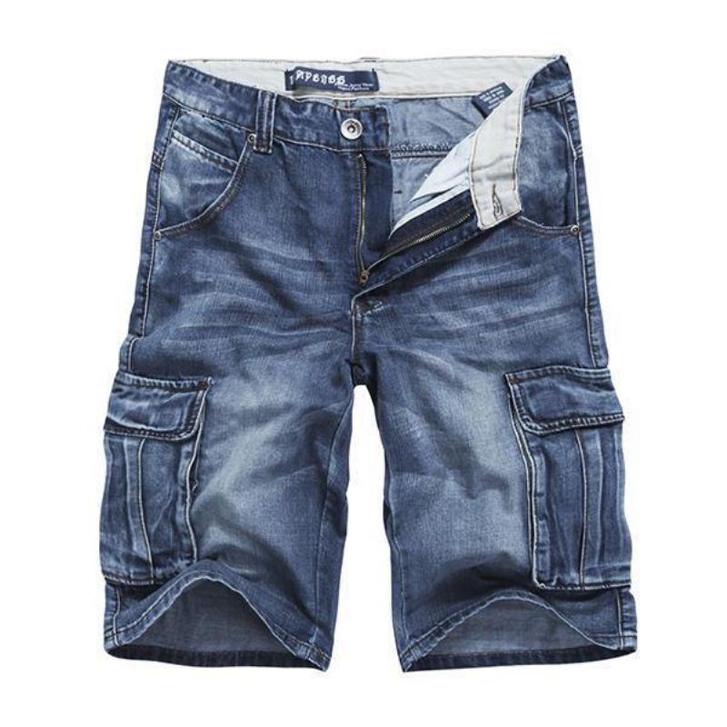 Kesä Miesten Big Pockets Farkut Löysät Street Skateboard Denims Shortsit