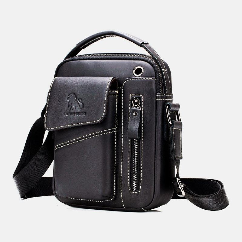 Miesten Aito Nahka Kulutusta Kestävä Kuulokeaukko Monitaskuinen Vintage Crossbody Bag Olkalaukku