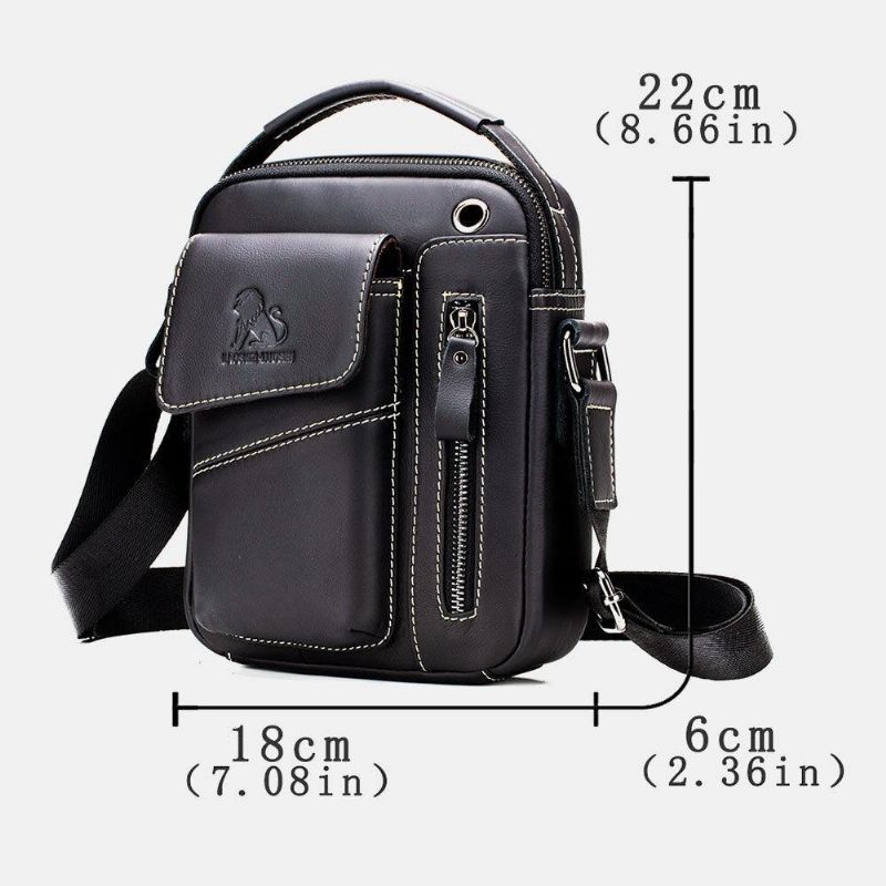 Miesten Aito Nahka Kulutusta Kestävä Kuulokeaukko Monitaskuinen Vintage Crossbody Bag Olkalaukku