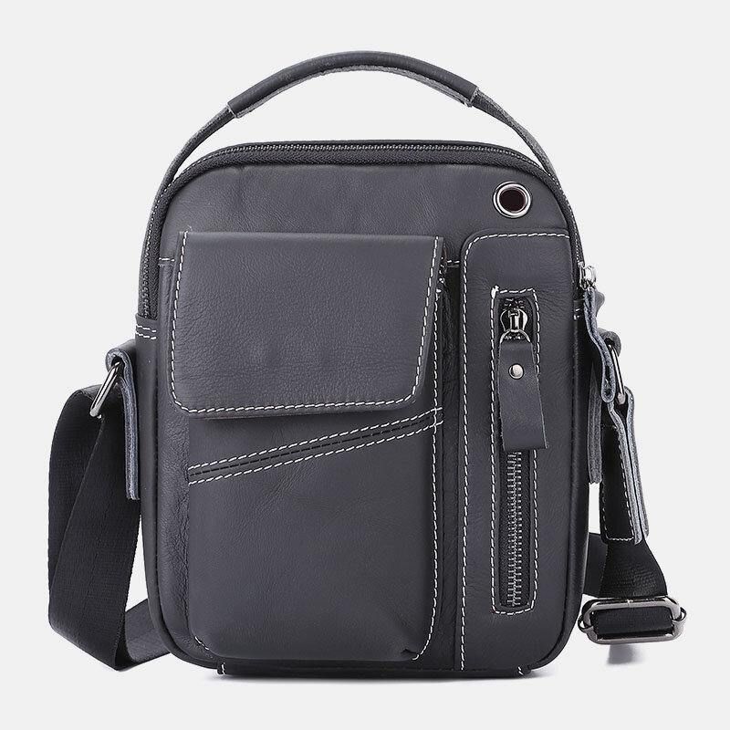 Miesten Aito Nahka Monitaskuinen Kuulokeaukko Vintage 6.5 Tuuman Puhelinlaukku Crossbody Laukku Olkalaukku Messenger-Salkku