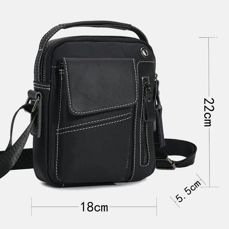 Miesten Aito Nahka Monitaskuinen Kuulokeaukko Vintage 6.5 Tuuman Puhelinlaukku Crossbody Laukku Olkalaukku Messenger-Salkku