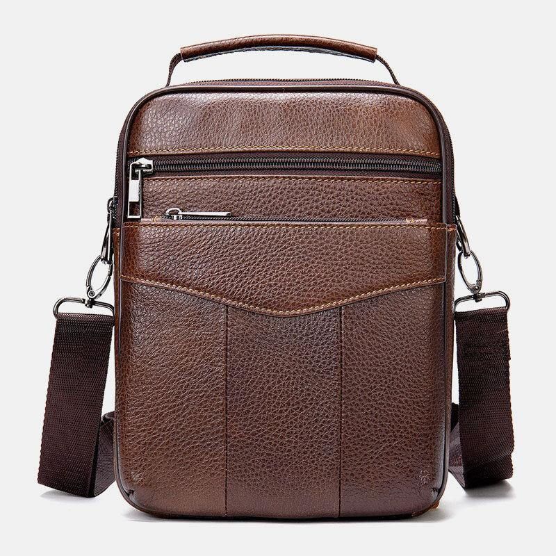 Miesten Aito Nahka Retro Business Pystysuuntainen Käsilaukku Crossbody Bag