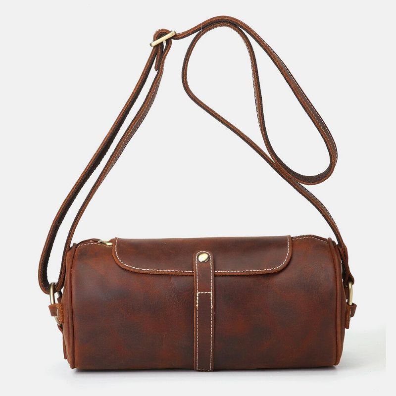 Miesten Aito Nahka Retro Fashion Säädettävä Crossbody Laukku Olkalaukku