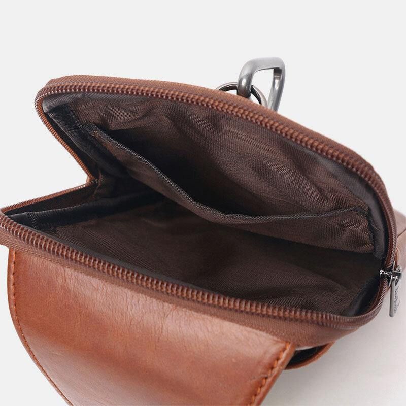 Miesten Aito Nahkainen Vintage Monitoiminen 6.5 Tuuman Minipuhelinlaukku Crossbody Laukku Vyötärölaukku Lehmännahkainen Laukku