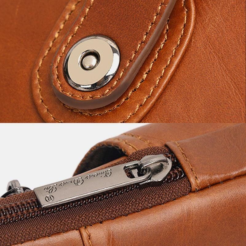 Miesten Aito Nahkainen Vintage Monitoiminen 6.5 Tuuman Vetoketjullinen Hasp-Puhelinlaukku Crossbody-Laukku Vyötärölaukku