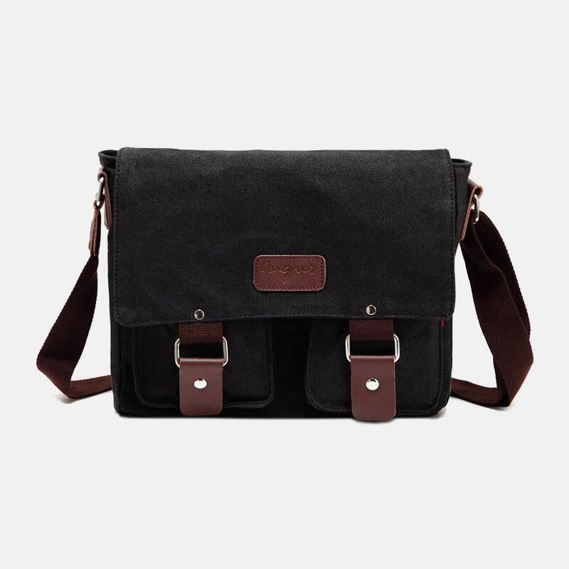 Miesten Aitoa Nahkaa Ja Kangasta Sisältävä Retromatkalaukku Monitaskuinen Kantolaukku Crossbody-Laukku