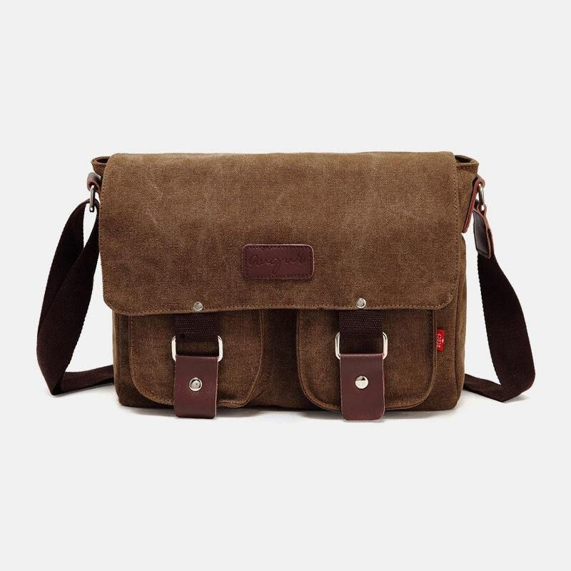 Miesten Aitoa Nahkaa Ja Kangasta Sisältävä Retromatkalaukku Monitaskuinen Kantolaukku Crossbody-Laukku