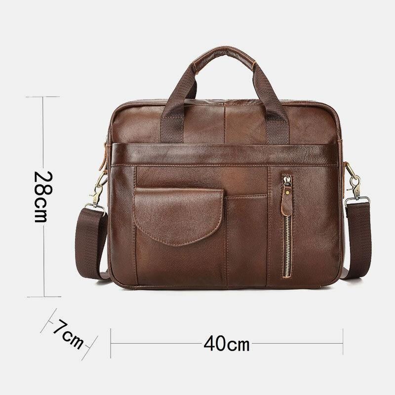 Miesten Aitoa Nahkaa Monitaskuinen Vintage 14 Tuuman Kannettavan Tietokoneen Laukku Salkut Crossbody Laukku Olkalaukku Käsilaukku