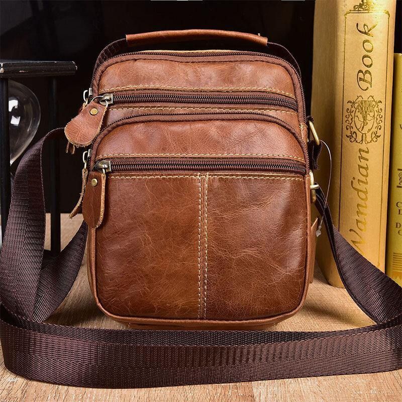 Miesten Aitoa Nahkaa Monitaskuinen Vintage 6.3 Tuuman Puhelinlaukku Crossbody Laukut Olkalaukku Käsilaukku