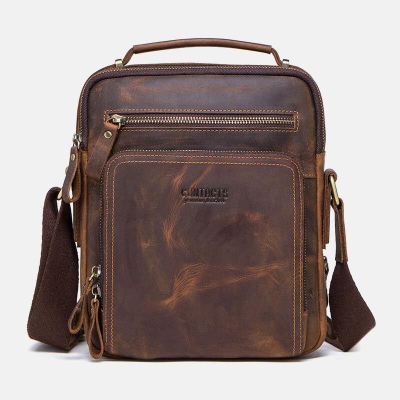 Miesten Aitoa Nahkaa Monitoiminen Monitaskuinen Vintage-Salkut Messenger Bag Crossbody Bag Käsilaukku