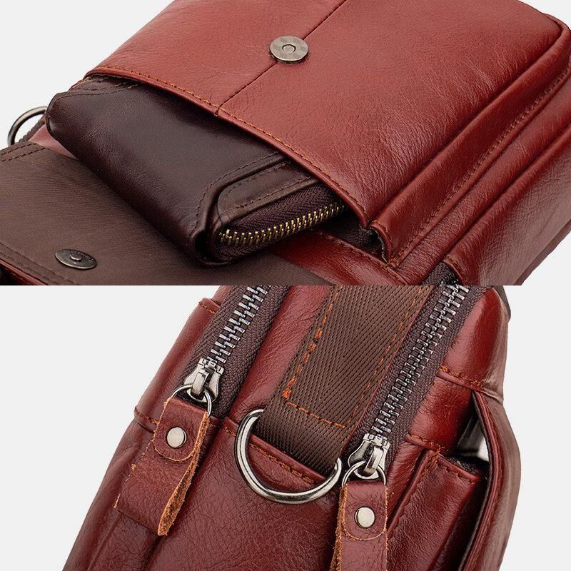 Miesten Aitoa Nahkaa Retro Business Nahkainen Olkalaukku Crossbody Laukku