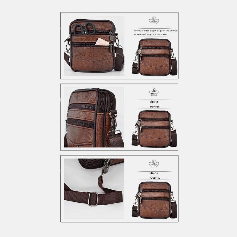 Miesten Aitoa Nahkaa Suuren Kapasiteetin Business Multi-Carry Crossbody Laukku