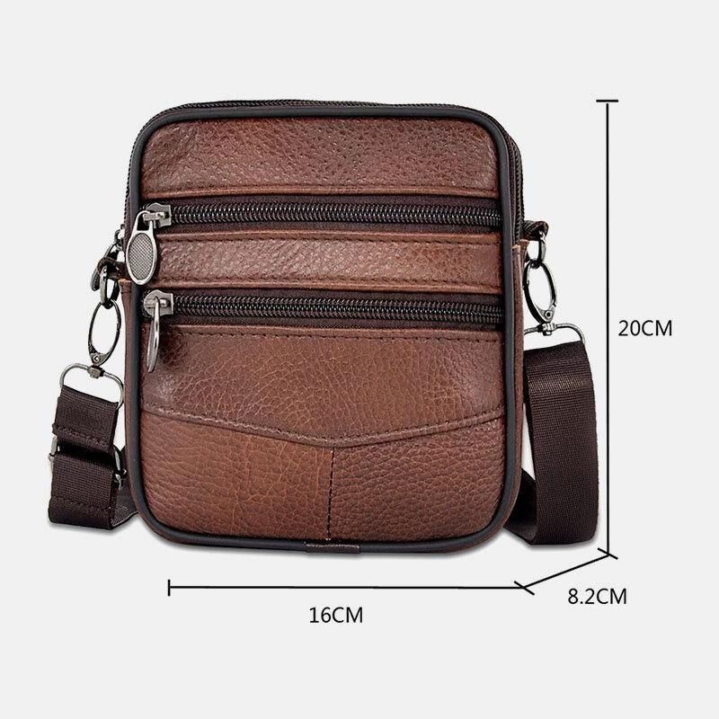 Miesten Aitoa Nahkaa Suuren Kapasiteetin Business Multi-Carry Crossbody Laukku