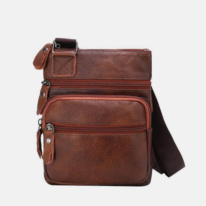 Miesten Aitoa Nahkaa Suuren Kapasiteetin Vedenpitävä Kulutusta Kestävä Crossbody Laukku