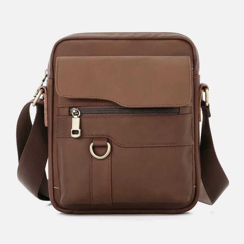 Miesten Aitoa Nahkaa Suuri Kapasiteetti Vintage Rento 6.5 Tuuman Puhelinlaukku Crossbody Bag Olkalaukku Messenger Salkku