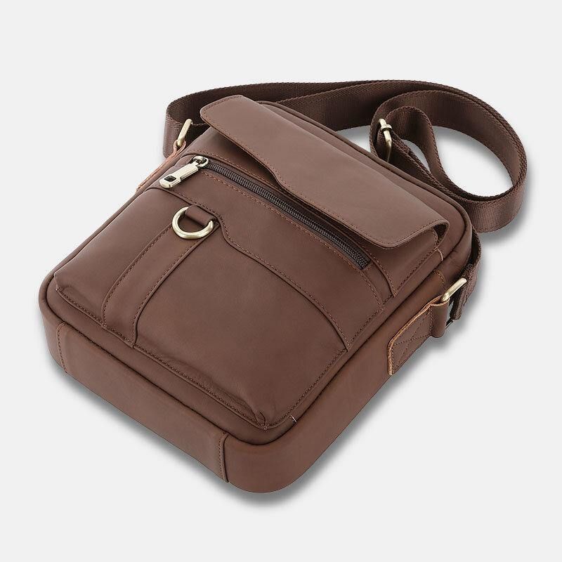 Miesten Aitoa Nahkaa Suuri Kapasiteetti Vintage Rento 6.5 Tuuman Puhelinlaukku Crossbody Bag Olkalaukku Messenger Salkku