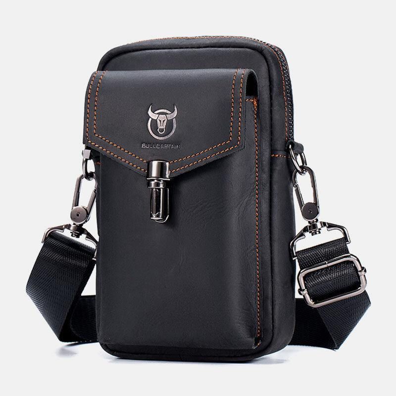 Miesten Aitoa Nahkaa Suuri Tilavuus Vintage 6.5 Tuuman Puhelinlaukku Vyötärölaukku Olkalaukku Crossbody Laukku