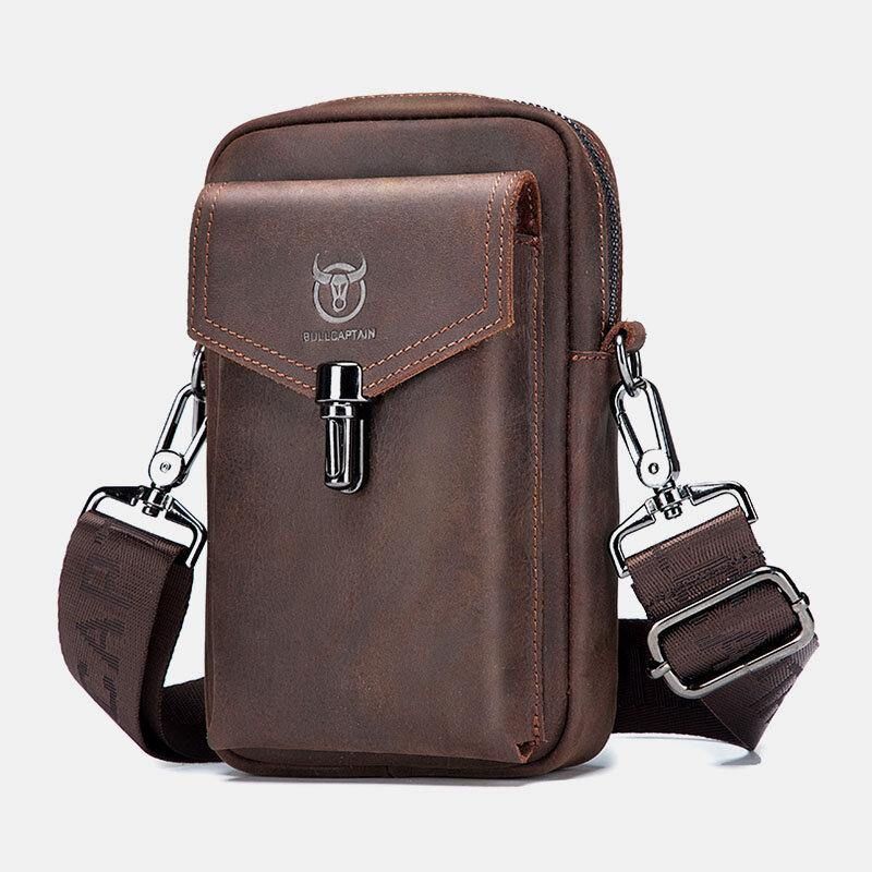 Miesten Aitoa Nahkaa Suuri Tilavuus Vintage 6.5 Tuuman Puhelinlaukku Vyötärölaukku Olkalaukku Crossbody Laukku