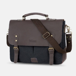 Miesten Canvas Suuri Kapasiteetti Kansi Vetoketju Vintage Business Messenger Bag Kannettava Tietokone Laukku Crossbody Bag Käsilaukku