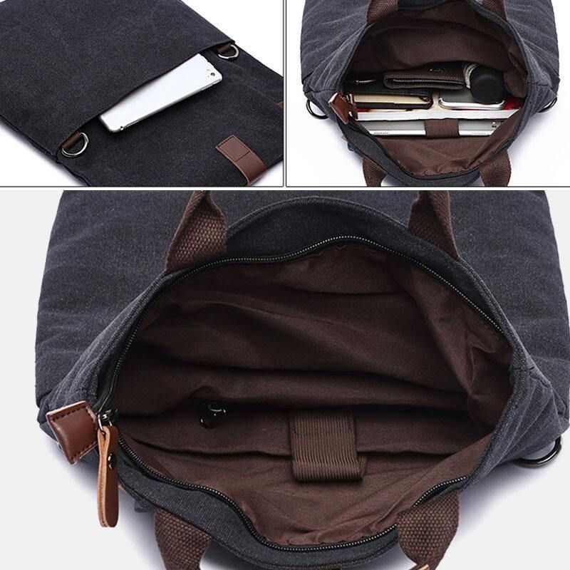 Miesten Canvas Varkaudenesto Vedenkestävä Vintage Messenger Bag Olkalaukku Crossbody Bag Käsilaukku