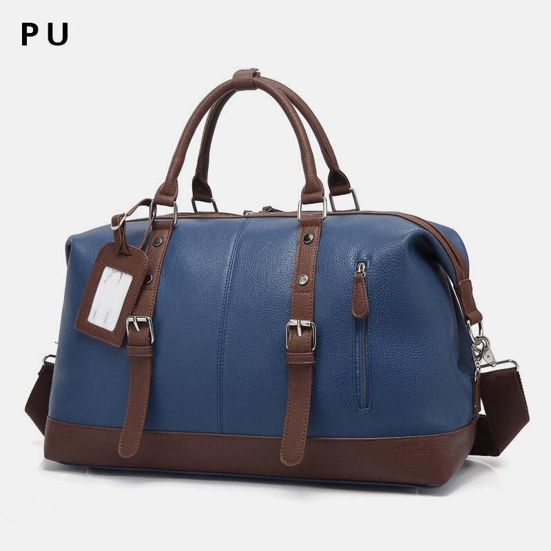 Miesten Kankainen Pu-Nahka Suuri Tilavuus Monitaskuinen Käsilaukku Olkalaukku Matkakassi Duffle Bag Crossbody Laukku