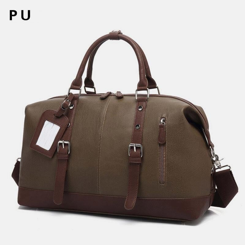 Miesten Kankainen Pu-Nahka Suuri Tilavuus Monitaskuinen Käsilaukku Olkalaukku Matkakassi Duffle Bag Crossbody Laukku