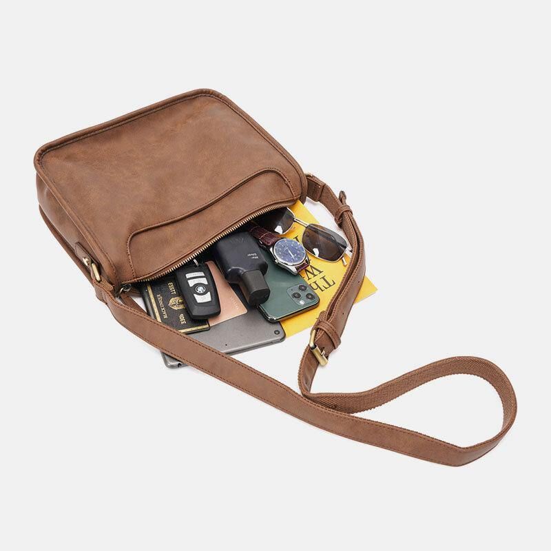 Miesten Pu-Nahka Suuri Kapasiteetti Vintage 6.3 Tuuman Puhelinlaukku Messenger Bags Crossbody Laukut Olkalaukku