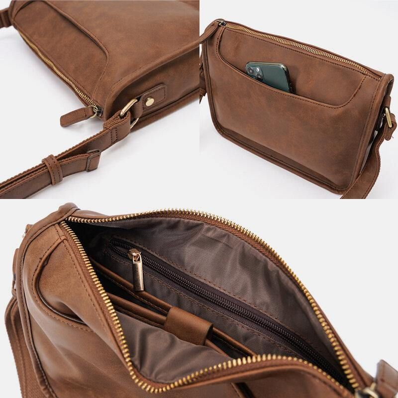 Miesten Pu-Nahka Suuri Kapasiteetti Vintage 6.3 Tuuman Puhelinlaukku Messenger Bags Crossbody Laukut Olkalaukku