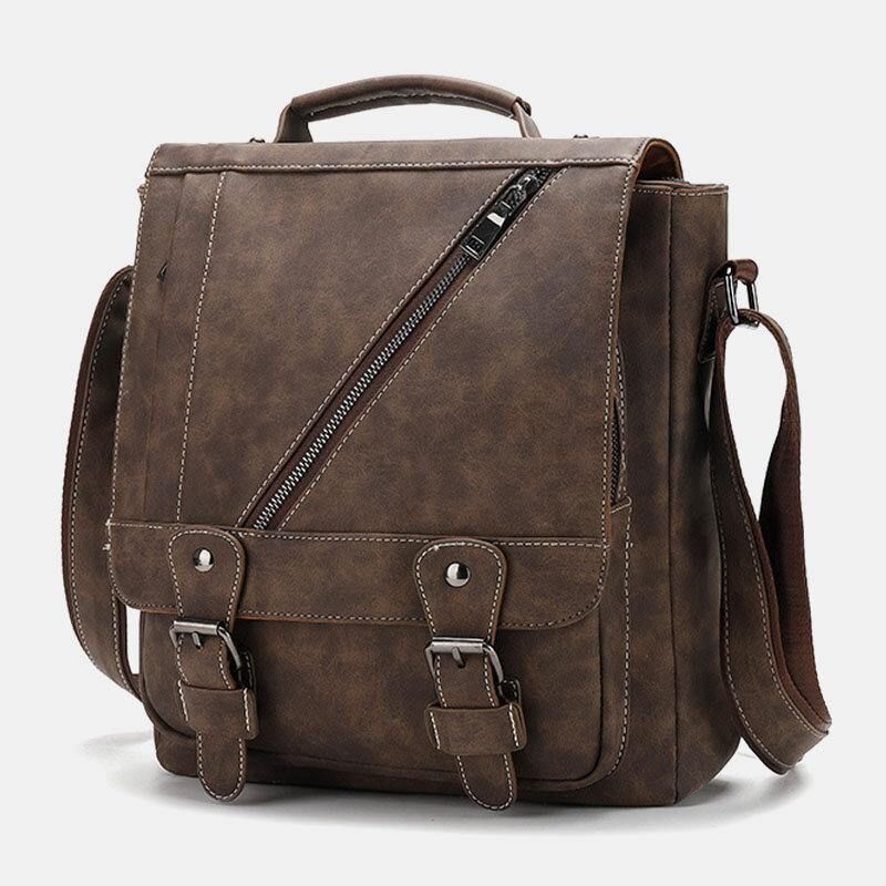 Miesten Pu-Nahka Suuri Tilavuus Vintage Casual Vedenpitävä Hengittävä Crossbody Laukut Olkalaukut Käsilaukku