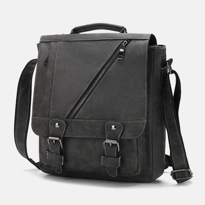 Miesten Pu-Nahka Suuri Tilavuus Vintage Casual Vedenpitävä Hengittävä Crossbody Laukut Olkalaukut Käsilaukku