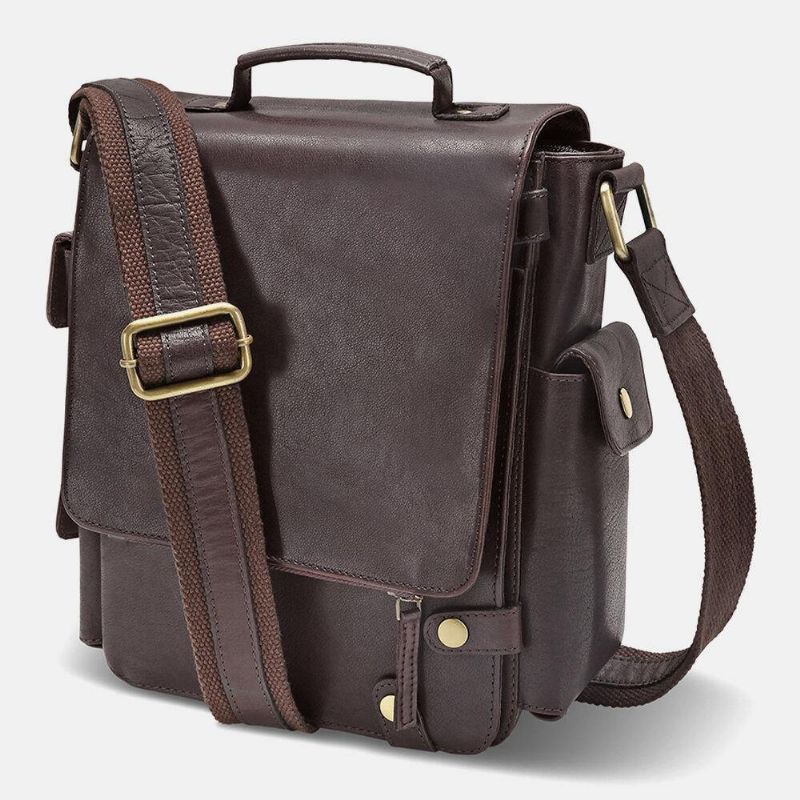 Miesten Pu-Nahka Vintage Business-Monitoimikorttipaikat Useita Taskuja Crossbody Laukku Olkalaukku