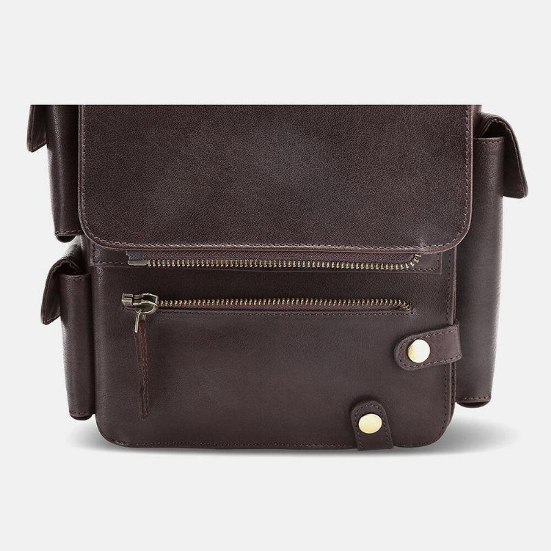 Miesten Pu-Nahka Vintage Business-Monitoimikorttipaikat Useita Taskuja Crossbody Laukku Olkalaukku