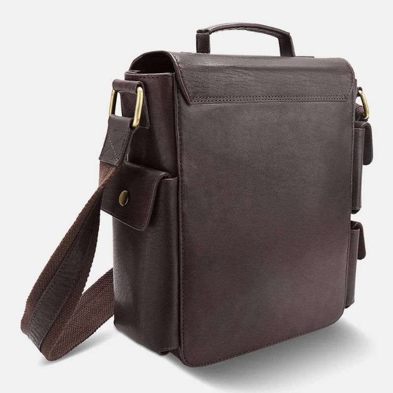 Miesten Pu-Nahka Vintage Business-Monitoimikorttipaikat Useita Taskuja Crossbody Laukku Olkalaukku