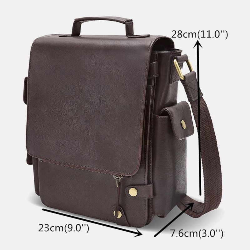 Miesten Pu-Nahka Vintage Business-Monitoimikorttipaikat Useita Taskuja Crossbody Laukku Olkalaukku