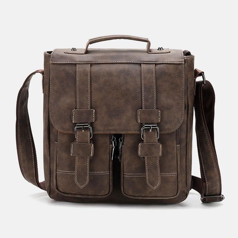 Miesten Pu-Nahkainen Monitasku Vintage Casual Vedenpitävä Hengittävä Crossbody Laukut Olkalaukut