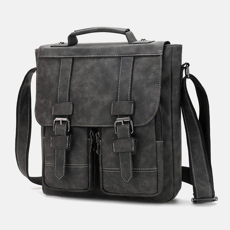 Miesten Pu-Nahkainen Monitasku Vintage Casual Vedenpitävä Hengittävä Crossbody Laukut Olkalaukut