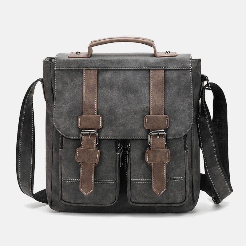 Miesten Pu-Nahkainen Monitasku Vintage Casual Vedenpitävä Hengittävä Crossbody Laukut Olkalaukut