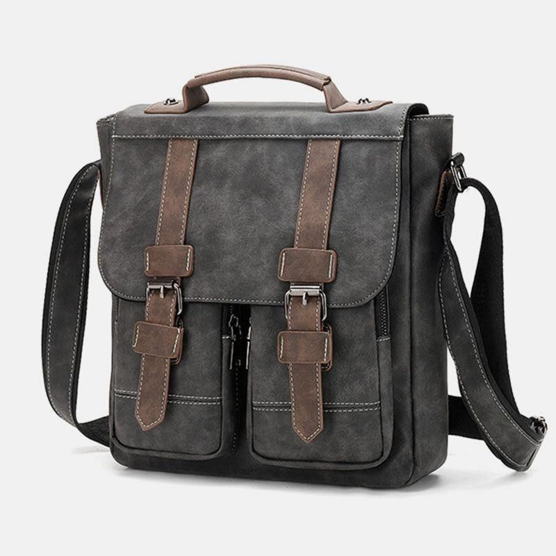 Miesten Pu-Nahkainen Monitasku Vintage Casual Vedenpitävä Hengittävä Crossbody Laukut Olkalaukut