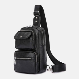 Miesten Pu-Nahkainen Monitaskuinen Suuri Kapasiteetti Vintage Crossbody Laukku Rintalaukku Sling Bag