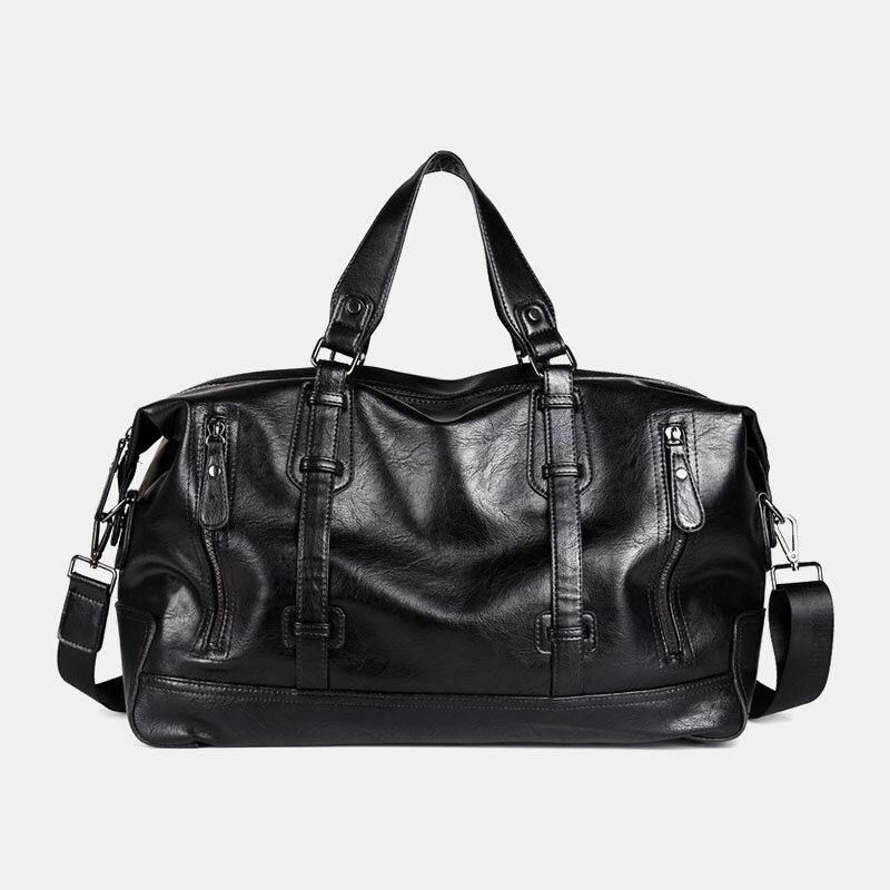 Miesten Pu-Nahkainen Suuri Kapasiteetti Kannettava Business Messenger Laukku Käsilaukku Olkalaukku Crossbody Bag Duffle Bag