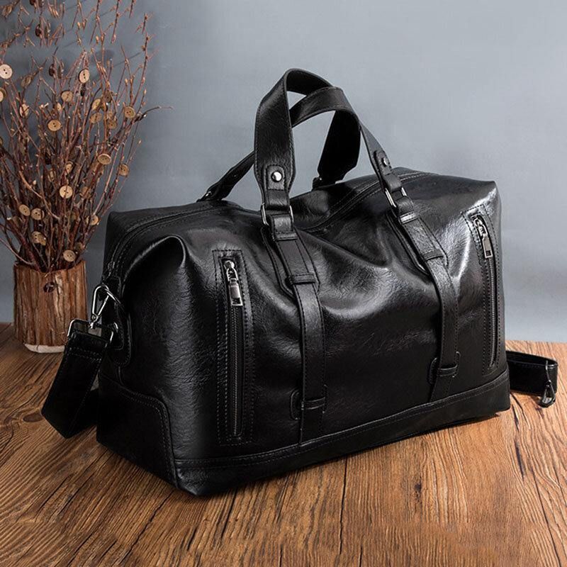 Miesten Pu-Nahkainen Suuri Kapasiteetti Kannettava Business Messenger Laukku Käsilaukku Olkalaukku Crossbody Bag Duffle Bag